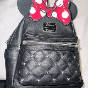 Loungefly Black Mini Backpack with Red Polka Dot Bow